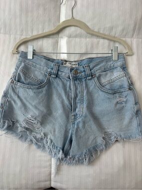 Free People Pale Blue Distressed Denim Cutoff Shorts